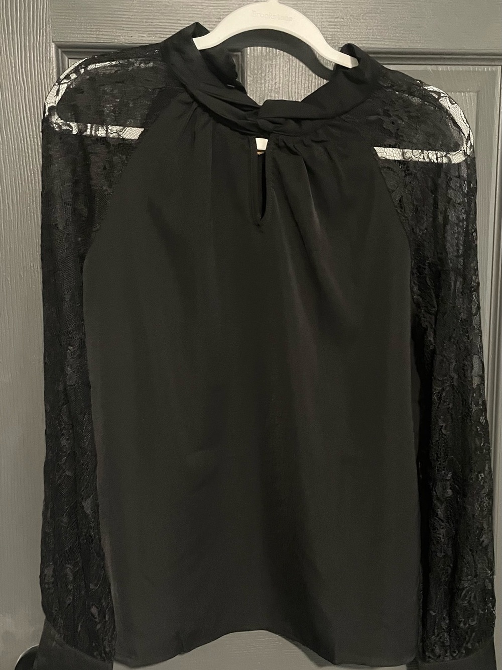 Black Lace Sleeve Top - Women's